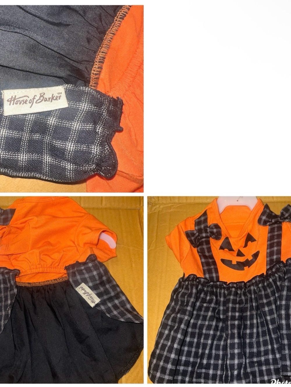 Dog Dress Size Small Orange Pumpkin Plaid